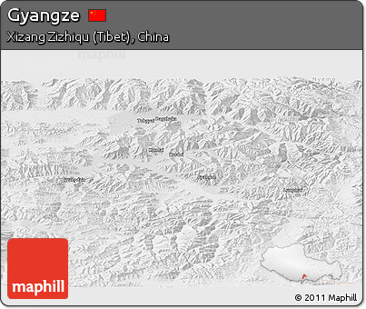 Physical Panoramic Map of Gyangze, lighten