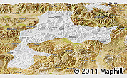 Physical Panoramic Map of Gyangze, satellite outside