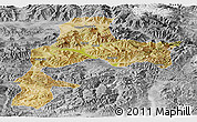 Satellite Panoramic Map of Gyangze, desaturated