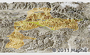 Satellite Panoramic Map of Gyangze, semi-desaturated