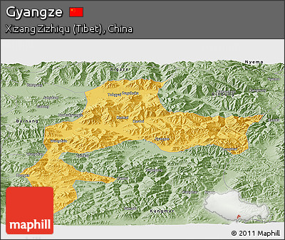 Savanna Style Panoramic Map of Gyangze