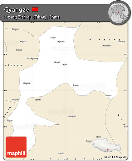 Classic Style Simple Map of Gyangze