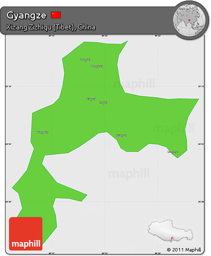 Political Simple Map of Gyangze, single color outside