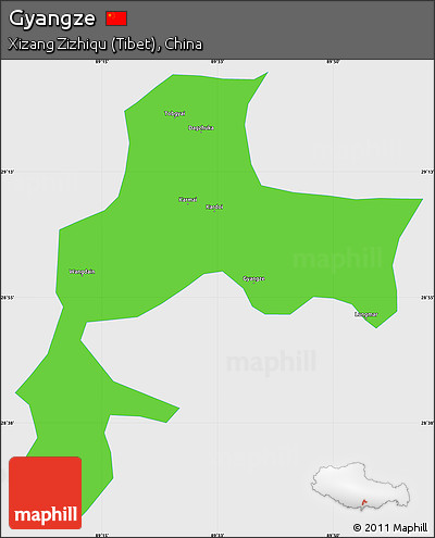 Political Simple Map of Gyangze, single color outside