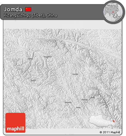 Physical 3D Map of Jomda, lighten