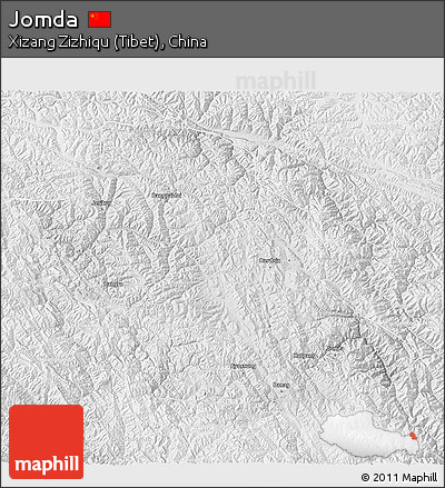 Physical 3D Map of Jomda, lighten