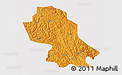 Political 3D Map of Jomda, single color outside