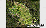 Satellite 3D Map of Jomda, darken