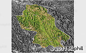 Satellite 3D Map of Jomda, desaturated
