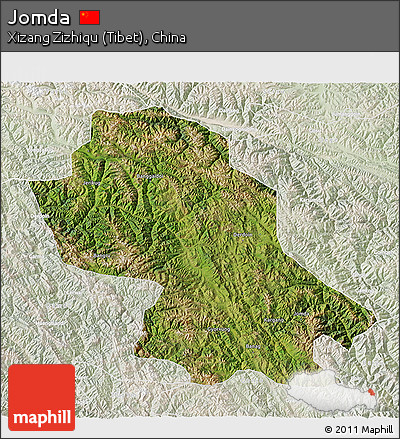 Satellite 3D Map of Jomda, lighten