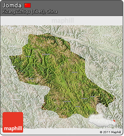 Satellite 3D Map of Jomda, lighten