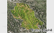Satellite 3D Map of Jomda, semi-desaturated