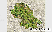Satellite 3D Map of Jomda, shaded relief outside
