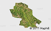Satellite 3D Map of Jomda, single color outside