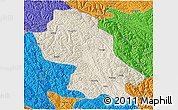 Shaded Relief 3D Map of Jomda, political outside