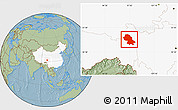 Savanna Style Location Map of Jomda, highlighted country, hill shading