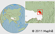 Savanna Style Location Map of Jomda, highlighted parent region, hill shading