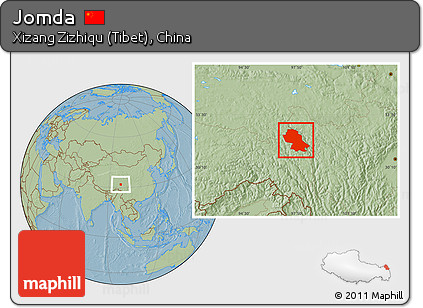 Savanna Style Location Map of Jomda, hill shading