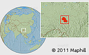 Savanna Style Location Map of Jomda, hill shading