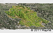 Satellite Panoramic Map of Jomda, semi-desaturated