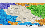 Shaded Relief Panoramic Map of Jomda, political outside