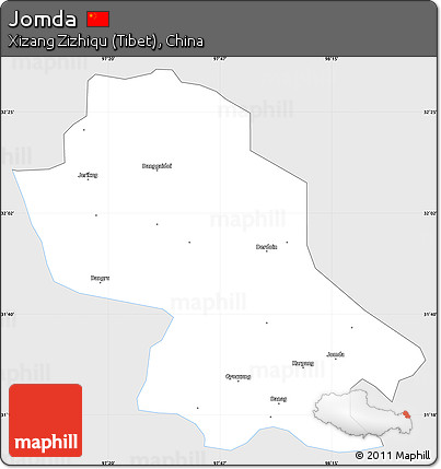 Silver Style Simple Map of Jomda, single color outside