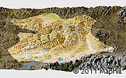 Satellite Panoramic Map of Kangmar, darken