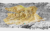 Satellite Panoramic Map of Kangmar, desaturated