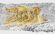 Satellite Panoramic Map of Kangmar, lighten, desaturated