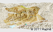 Satellite Panoramic Map of Kangmar, shaded relief outside