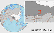 Gray Location Map of Lhasa Shiqu, highlighted country, highlighted parent region