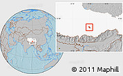 Gray Location Map of Lhasa Shiqu, highlighted parent region, hill shading