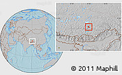 Gray Location Map of Lhasa Shiqu, hill shading