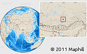 Shaded Relief Location Map of Lhasa Shiqu
