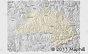 Shaded Relief 3D Map of Lhunze, desaturated