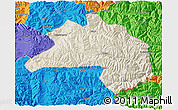 Shaded Relief 3D Map of Lhunze, political outside