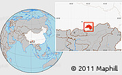 Gray Location Map of Lhunze, highlighted country