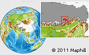 Physical Location Map of Lhunze, highlighted country, highlighted parent region