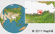 Satellite Location Map of Lhunze, highlighted parent region