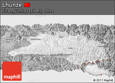 Gray Panoramic Map of Lhunze