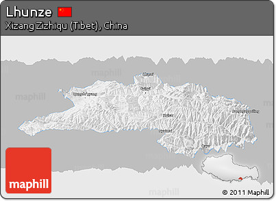 Gray Panoramic Map of Lhunze, single color outside