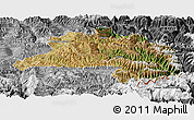 Satellite Panoramic Map of Lhunze, desaturated