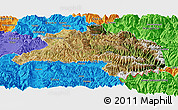 Satellite Panoramic Map of Lhunze, political outside
