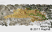 Satellite Panoramic Map of Lhunze, semi-desaturated