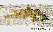 Satellite Panoramic Map of Lhunze, shaded relief outside