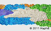 Shaded Relief Panoramic Map of Lhunze, political outside