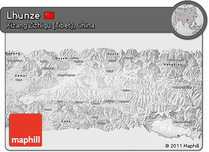 Silver Style Panoramic Map of Lhunze
