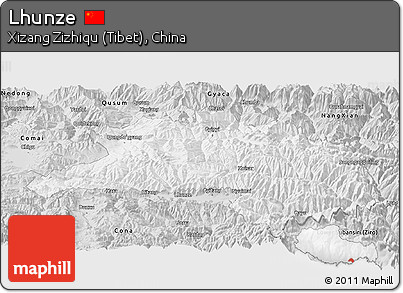 Silver Style Panoramic Map of Lhunze