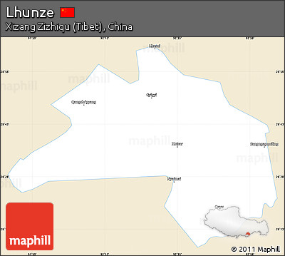Classic Style Simple Map of Lhunze, single color outside
