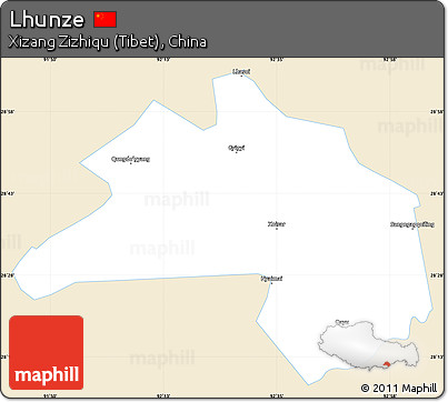 Classic Style Simple Map of Lhunze, single color outside